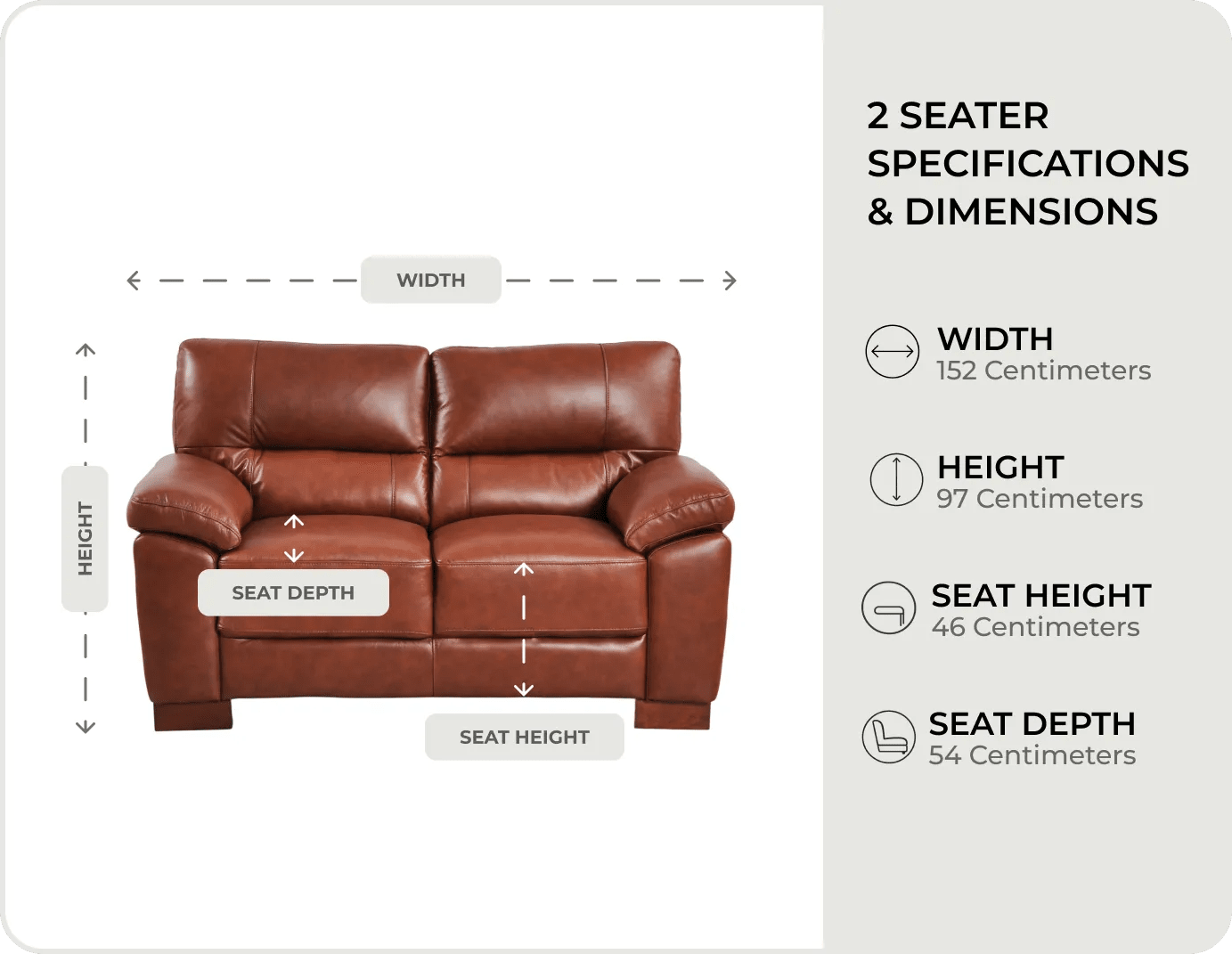Dalmore Genuine Leather Tan 2 Seater Sofa