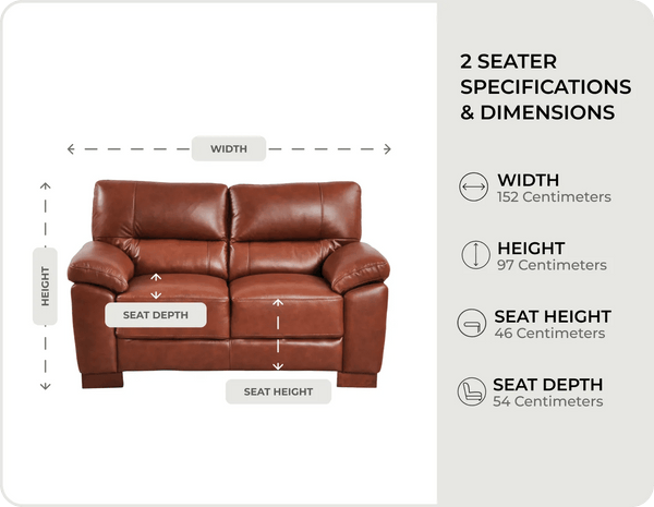 Dalmore Genuine Leather Tan 2 Seater Sofa