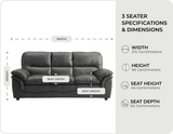 Florence Grey Leather 3 Seater Sofa