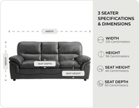 Florence Grey Leather 3 Seater Sofa