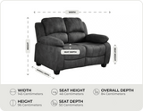 Veloura Charcoal Fabric 2 Seater Sofa measurement