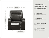 Cinemax Grey Electric Leather Recliner Armchair With Two Cup Holders