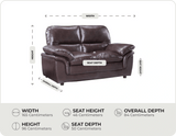 Florence Brown Leather 2 Seater Sofa measurement
