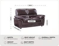 Florence Brown Leather 2 Seater Sofa measurement