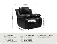 York Black Leather Manual Recliner Armchair measurement