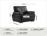Brighton Black  Leather Armchair    measurements
