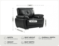 Brighton Black  Leather Armchair    measurements
