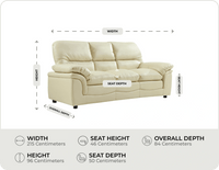 Florence Cream Leather 3 Seater Sofa measurement