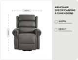 Cambridge Genuine Leather Grey Rise & Recline Mobility Chair