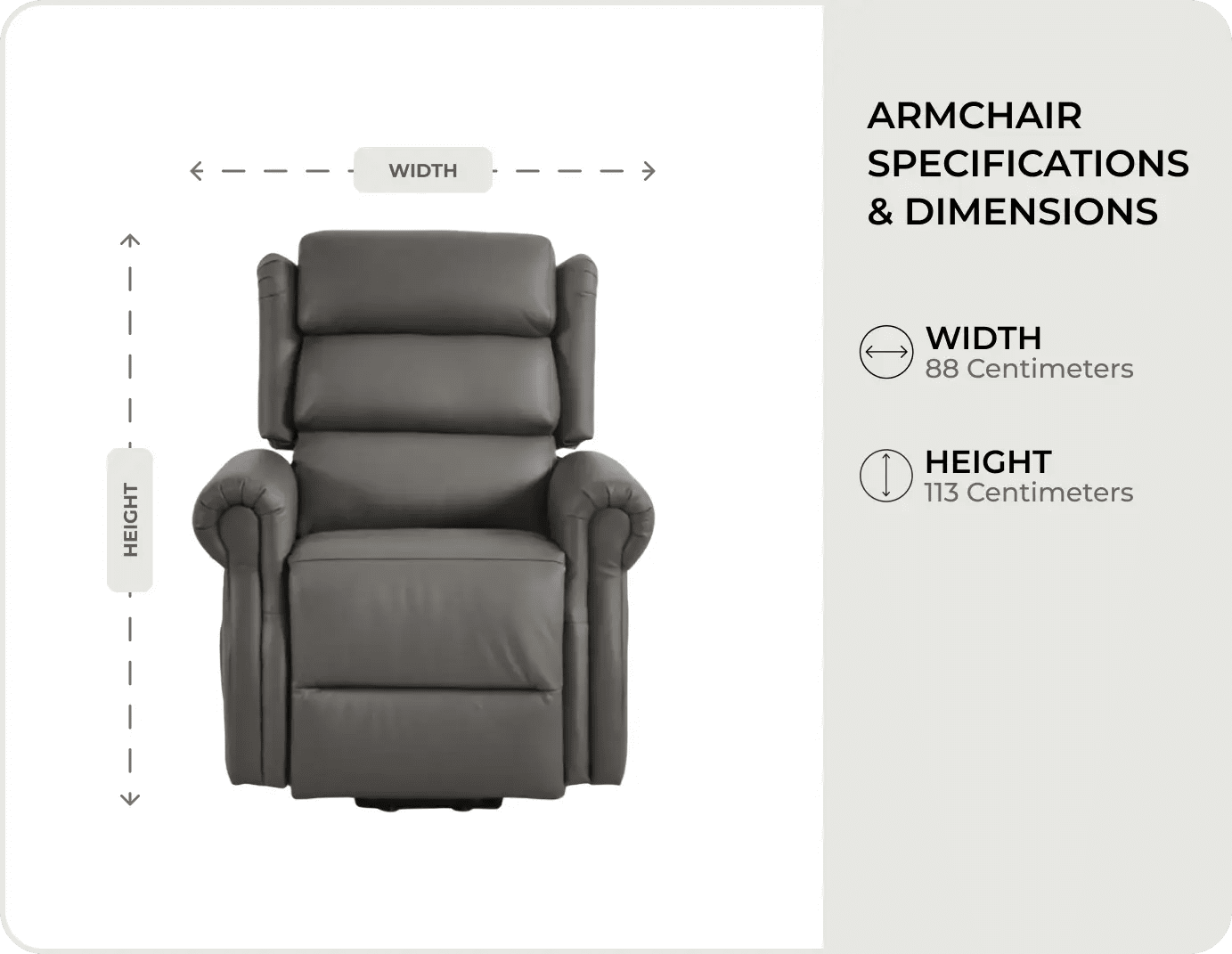 Cambridge Genuine Leather Grey Rise & Recline Mobility Chair