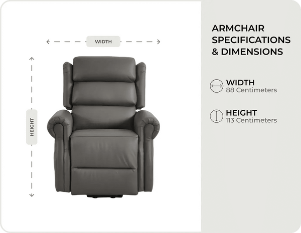 Cambridge Genuine Leather Grey Rise & Recline Mobility Chair