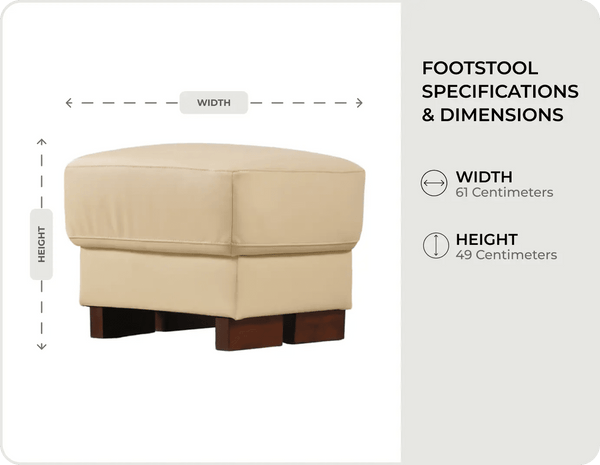 Dalmore Cream Leather Footstool measurements