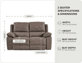 Chelsea Brown Suede Fabric Electric Recliner 2 Seater Sofa - Sofa-Direct
