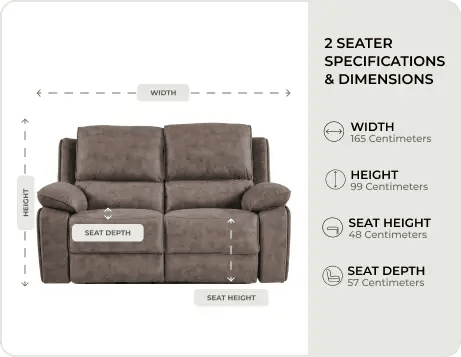 Chelsea Brown Suede Fabric Electric Recliner 2 Seater Sofa - Sofa-Direct