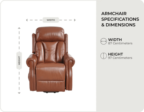 Hunson Tan Leather Rise And Recline Chair measurements
