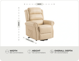 Cambridge Genuine Leather Cream Rise & Recline Mobility Chair measurements