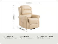 Cambridge Genuine Leather Cream Rise & Recline Mobility Chair measurements