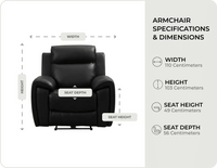 Leo Genuine Leather Black Electric Power Recliner Armchair