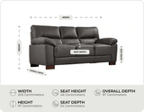 Dalmore Genuine Leather Grey 3 Seater Sofa measurement
