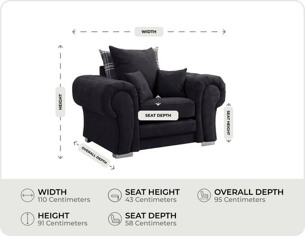 
Florence Scatter Black Fabric Armchair
measurements