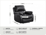 Serano Black Leather Manual Recliner Armchair measurements

