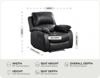 Serano Black Leather Manual Recliner Armchair measurements
