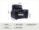 Florence Black Leather Armchair measurement 