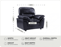 Florence Black Leather Armchair measurement 