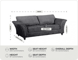 Cotswold Grey Fabric 3 Seater Sofa measurements
