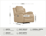 York Cream Leather Electric Recliner Chair measuremant