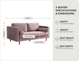 Scott Dusty Rose Velvet 4 Seater Sofa
