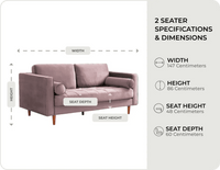 Scott Dusty Rose Velvet 4 Seater Sofa