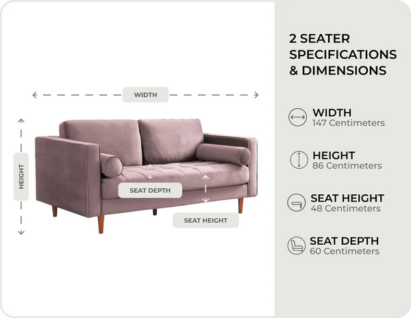 Scott Dusty Rose Velvet 4 Seater Sofa