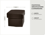 Veloura Brown Leather footstool measurements