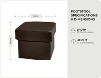 Veloura Brown Leather footstool measurements