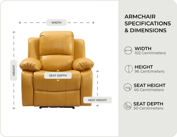 York Leather Mustard Manual Recliner Armchair