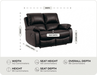 Serano Brown Leather Manual Recliner 2 Seater Sofa measurements
