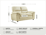 Florence Cream Leather 2 Seater Sofa measurement 