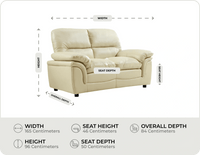 Florence Cream Leather 2 Seater Sofa measurement 
