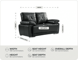Brighton Black Leather 2 Seater Sofa    measurements
