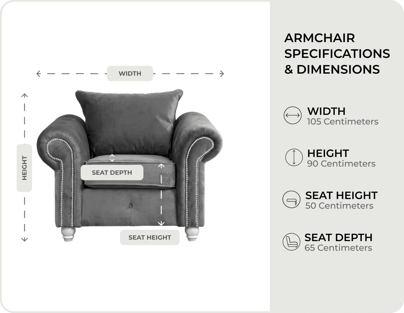 Haven Grey Fabric Velvet Armchair - Sofa-Direct
