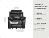 Torino Genuine Leather Black  Electric Power Recliner Armchair