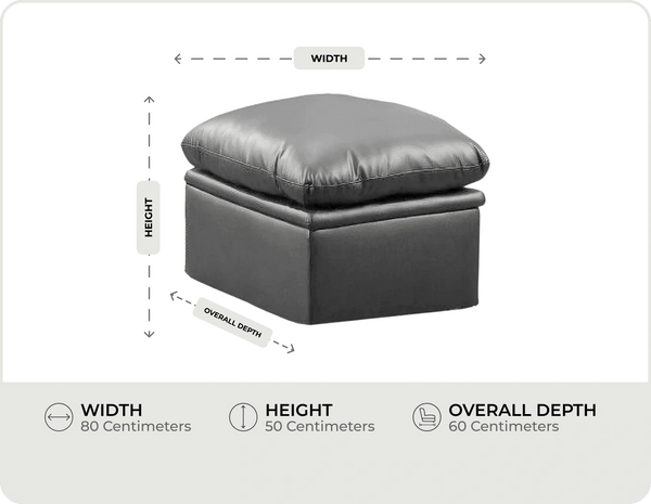 Florence Grey Leather Footstool measurement