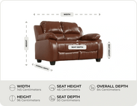 Veloura Tan Leather 2 Seater Sofa measurement