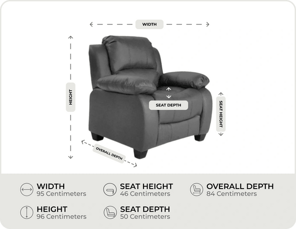 Veloura Grey Leather Armchair measurement