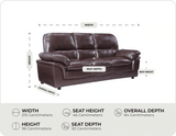 Florence Brown Leather 3 Seater Sofa measurement