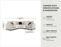 Euphoria Light Grey Corner Sofa measurements