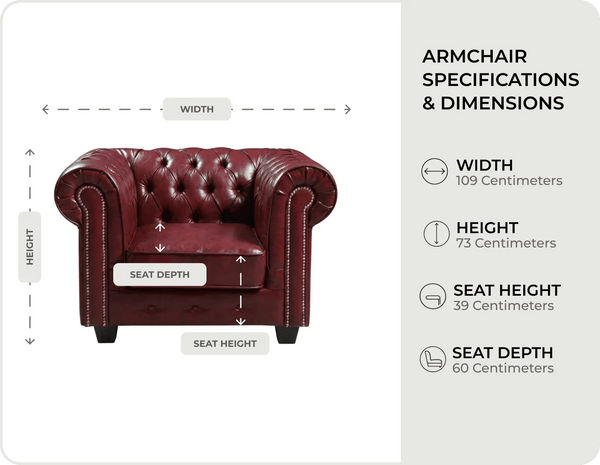 Chesterfield Red Leather Antique Armchair - Sofa-Direct
