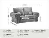 Florence High Back Grey Fabric 2 Seater Sofa measurements