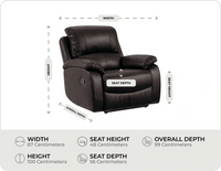 Serano Brown Leather Manual Recliner Armchair  measurements

